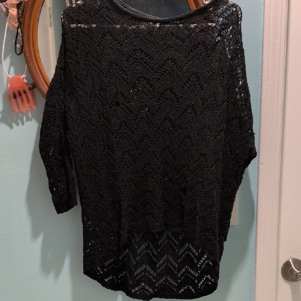 Kirra Women's Black Open-Knit Poncho